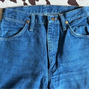 Distressed Wrangler Blue Denim Jeans